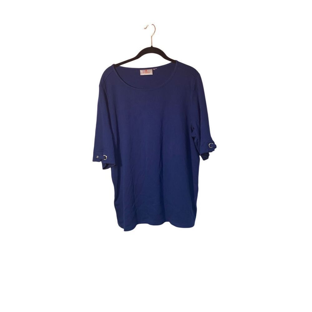 Quacker Factory crystal embellished grommet short sleeve tee s/XL
